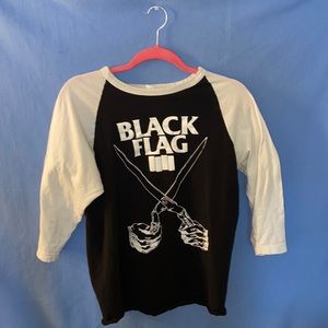 Blck Flag Graphic Tee - Black and White Long Sleeve Tultex T-Shirt